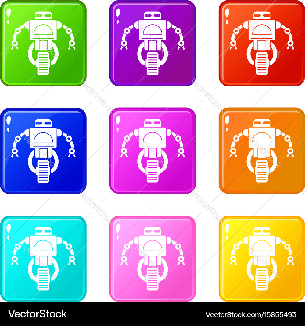 Machine robot icons 9 set Vector Image