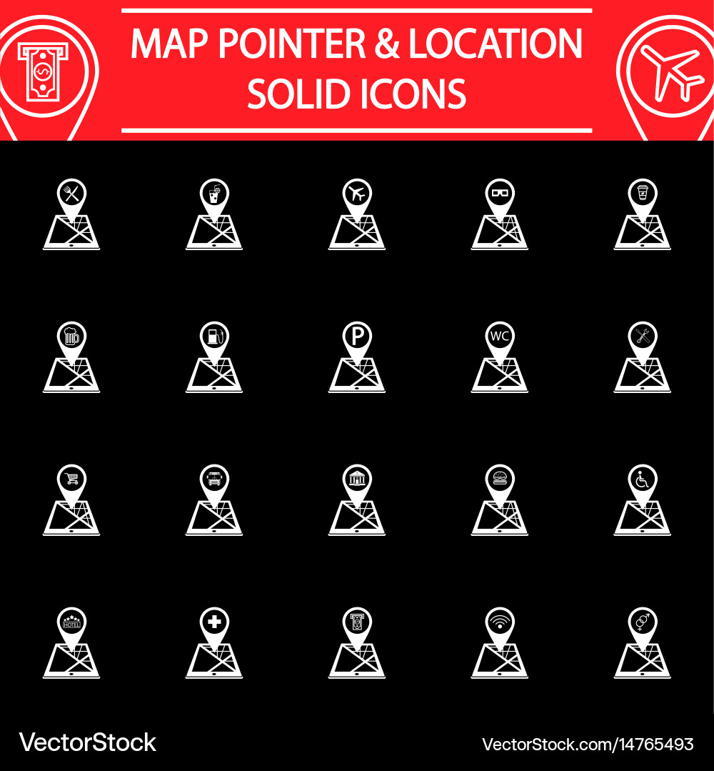 Map pointer line icon set gps and location Vector Image