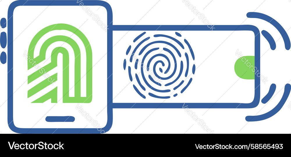Mobile Fingerprint Scan Security Vector Image