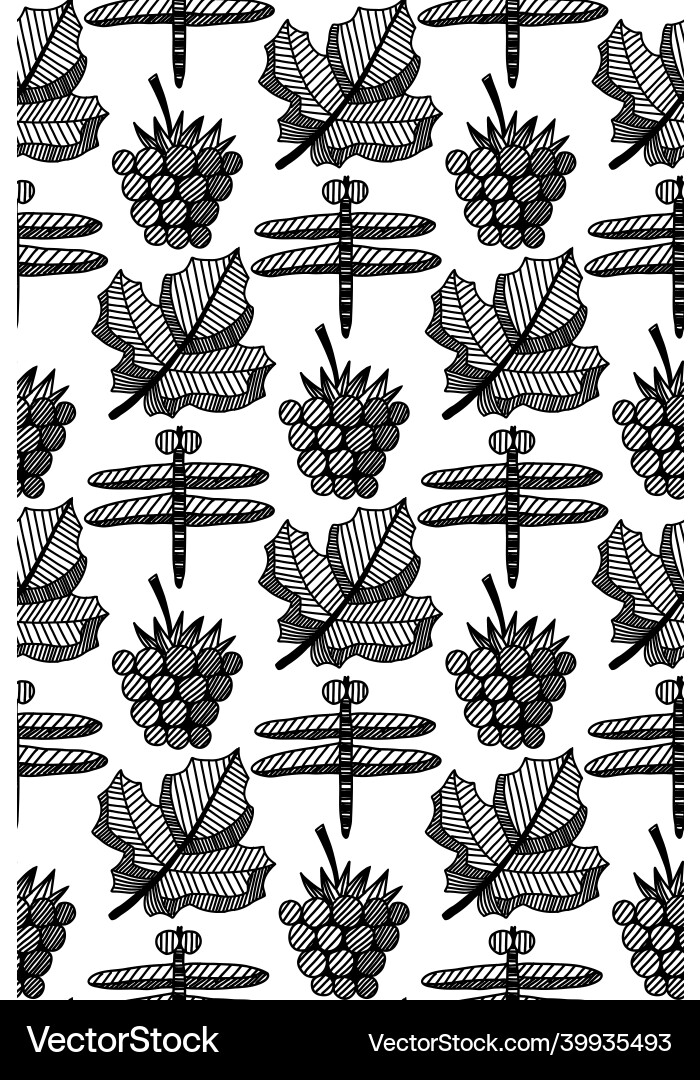 Monochrome seamless pattern with raspberry Vector Image