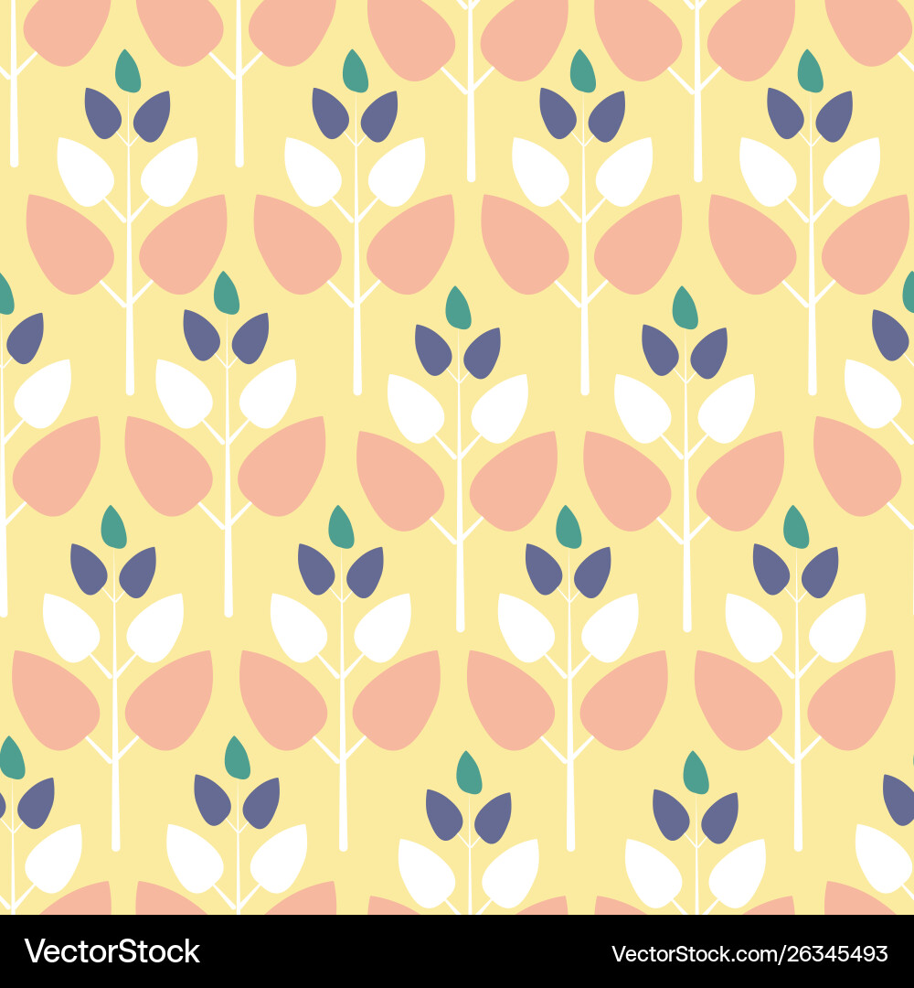 Pastel retro trees in a seamless pattern design Vector Image