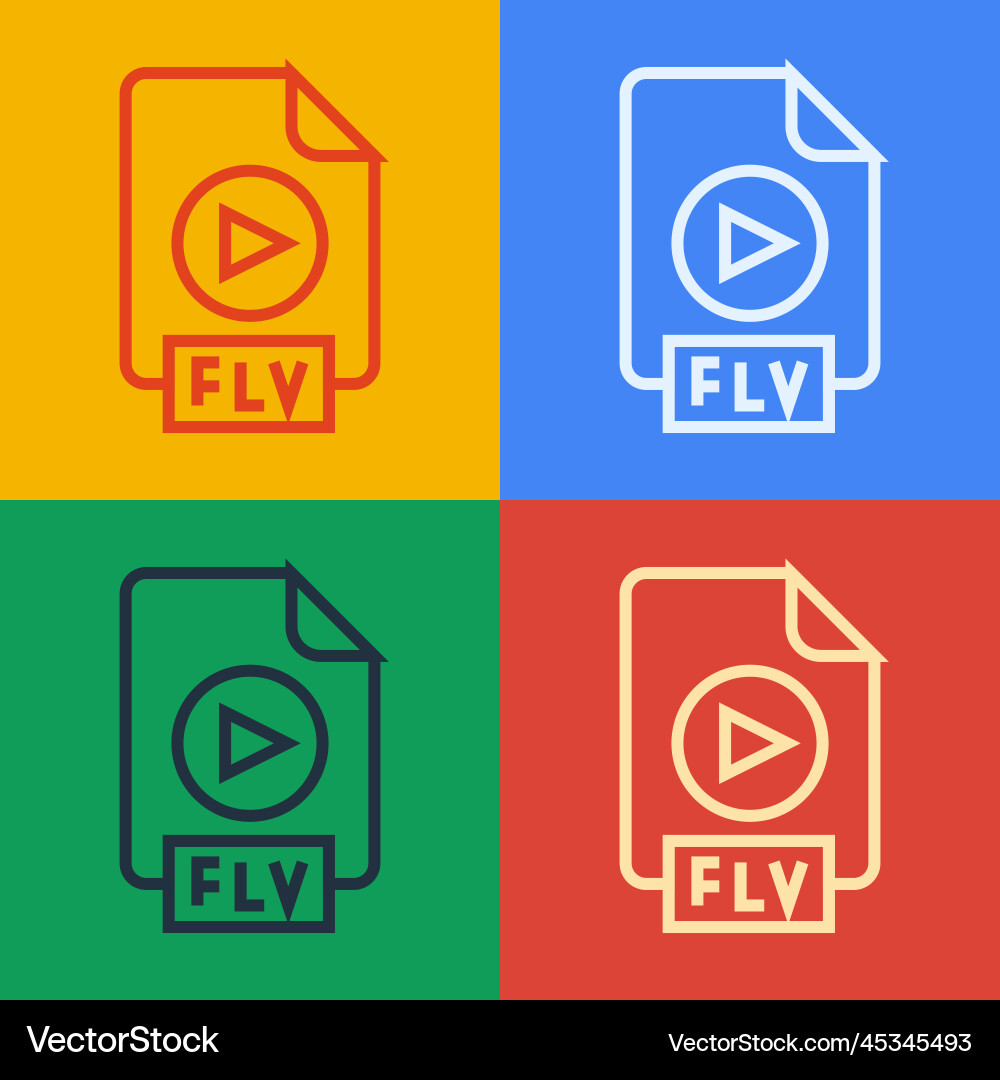 Pop art line flv file document video format Pop art line flv file document video format Vector Image