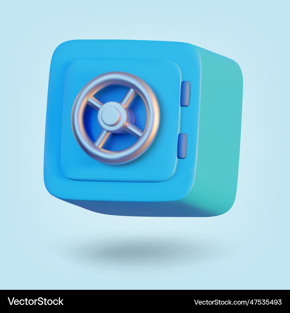 Safe isolated on blue background 3d rendering Safe isolated on blue background 3d rendering Vector Image