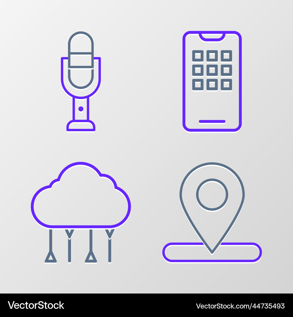 Set line location network cloud connection Set line location network cloud connection vector image