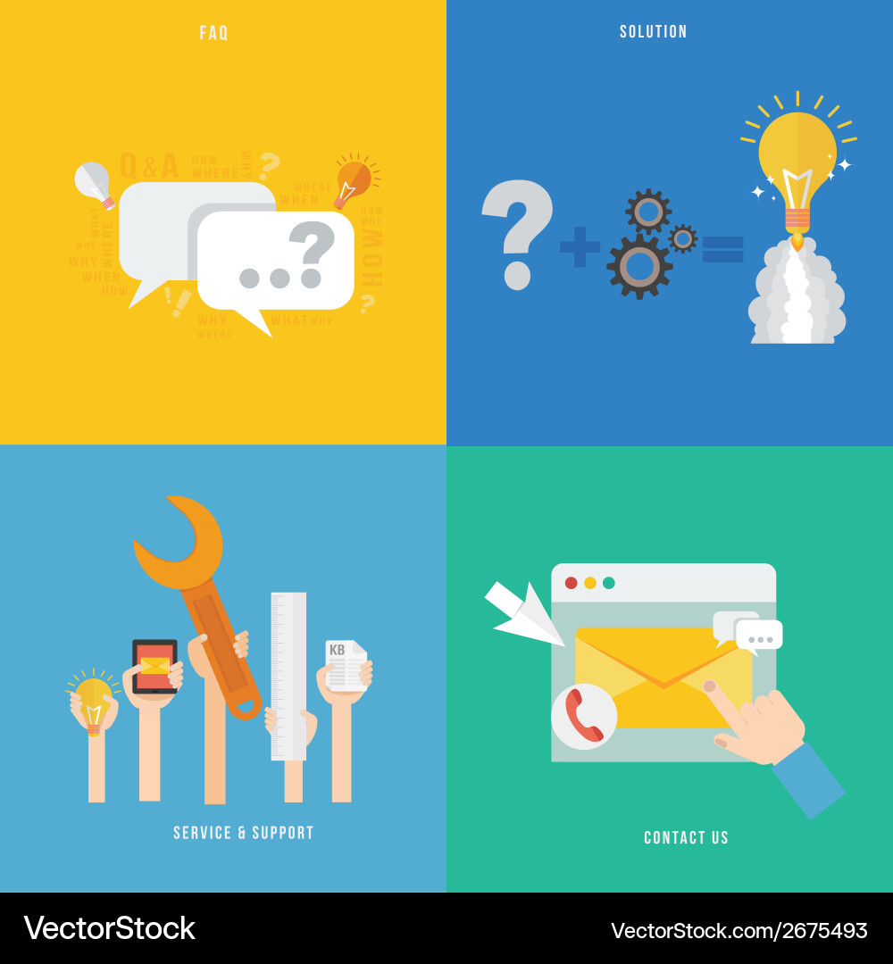 Support & FAQ Concept Icons vector image