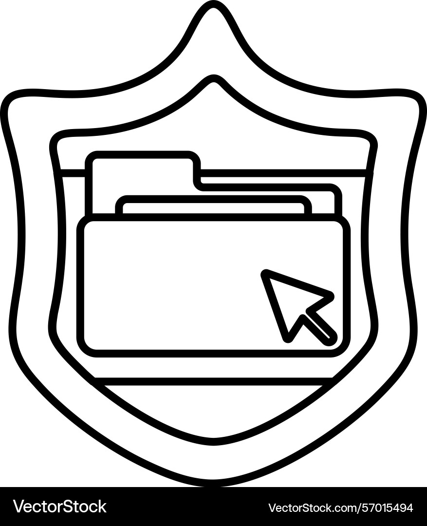 A shield with file folder on it and mouse vector image
