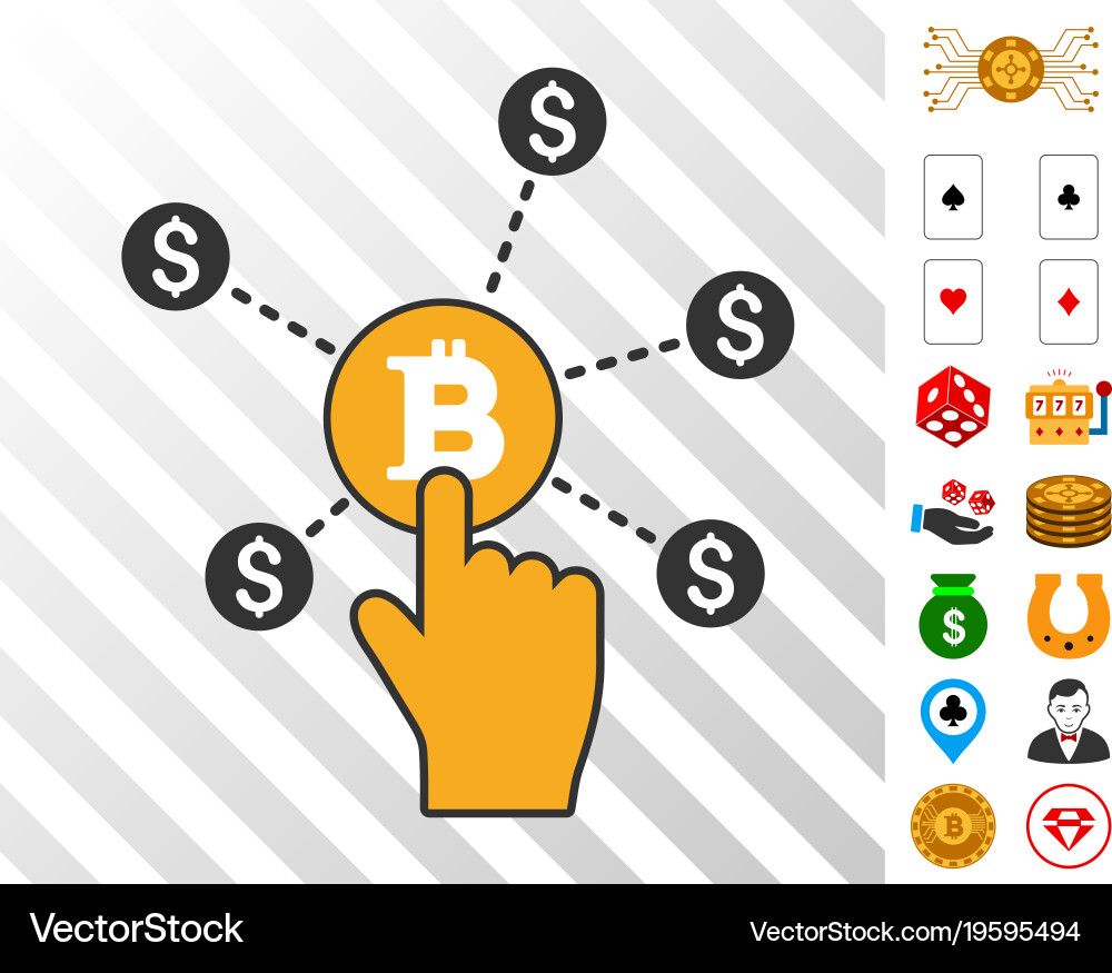 Click bitcoin node icon with bonus Vector Image