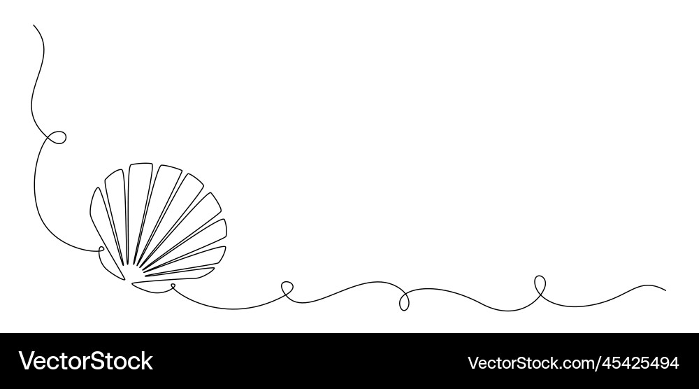 Continuous one line drawing of open oyster shell Vector Image