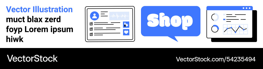 Dashboard-Schnittstelle mit Einkaufstaste und Graph Dashboard-Schnittstelle mit Einkaufstaste und Graph Vektorbild