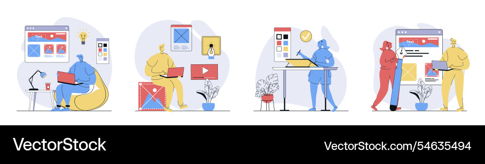 Designer studio concept set in flat design for web Designer studio concept set in flat design for web vector image