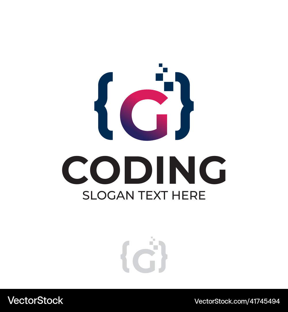 Digital code logo with letter g design coding Vector Image