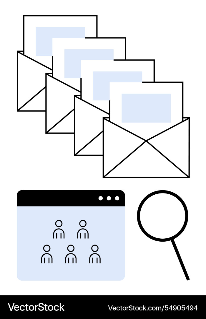 Email workflow with messages user interface Email workflow with messages user interface Vector Image