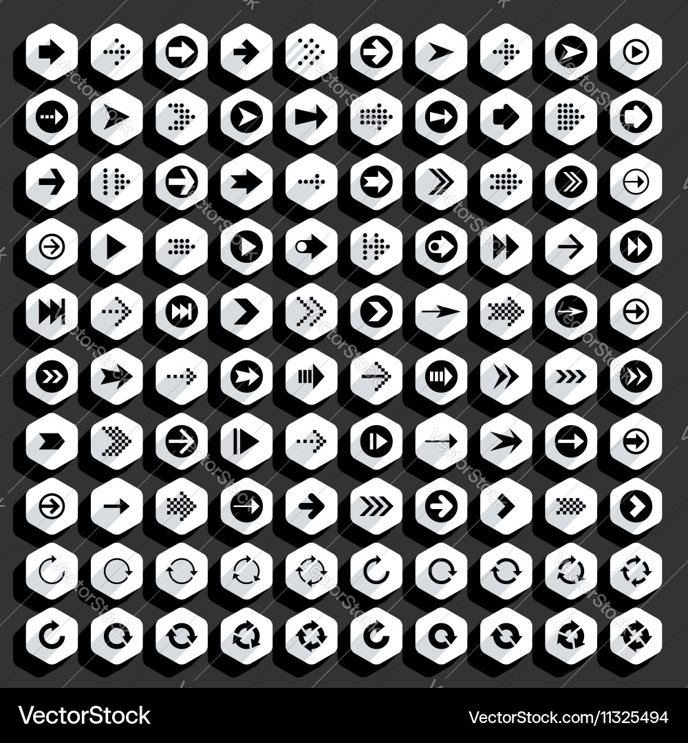 Flat arrow icon hexagon web button vector image