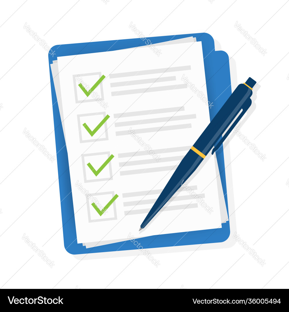 Flat Style Check List Document Vector Image