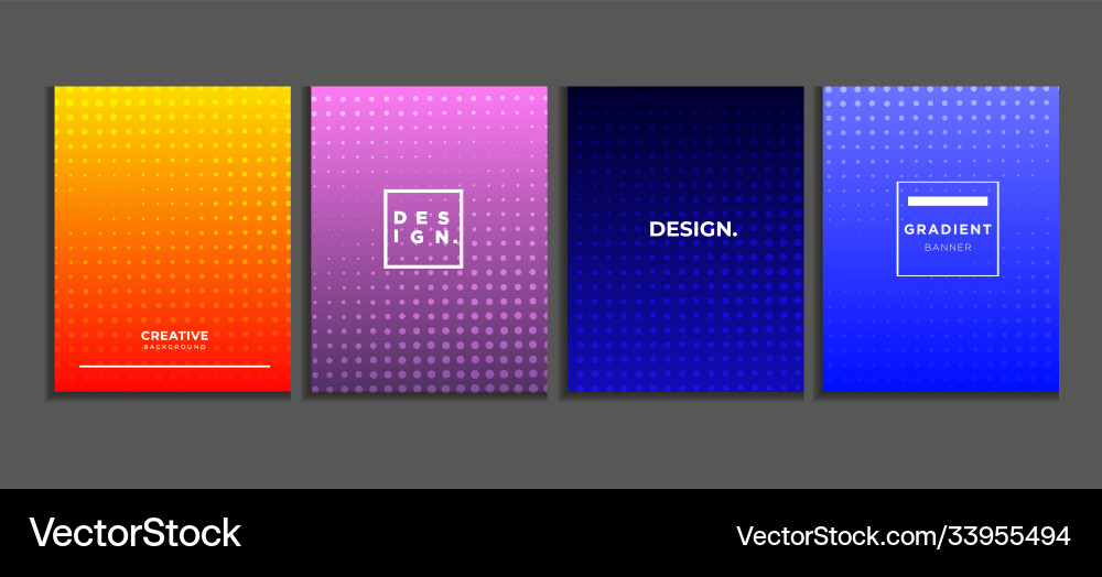 Gradient poster background set with halftone Vector Image