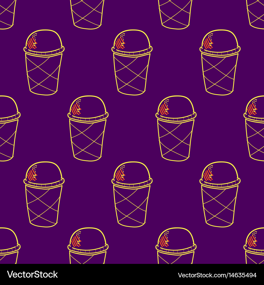 Ice cream easy pattern linear-01 Vector Image