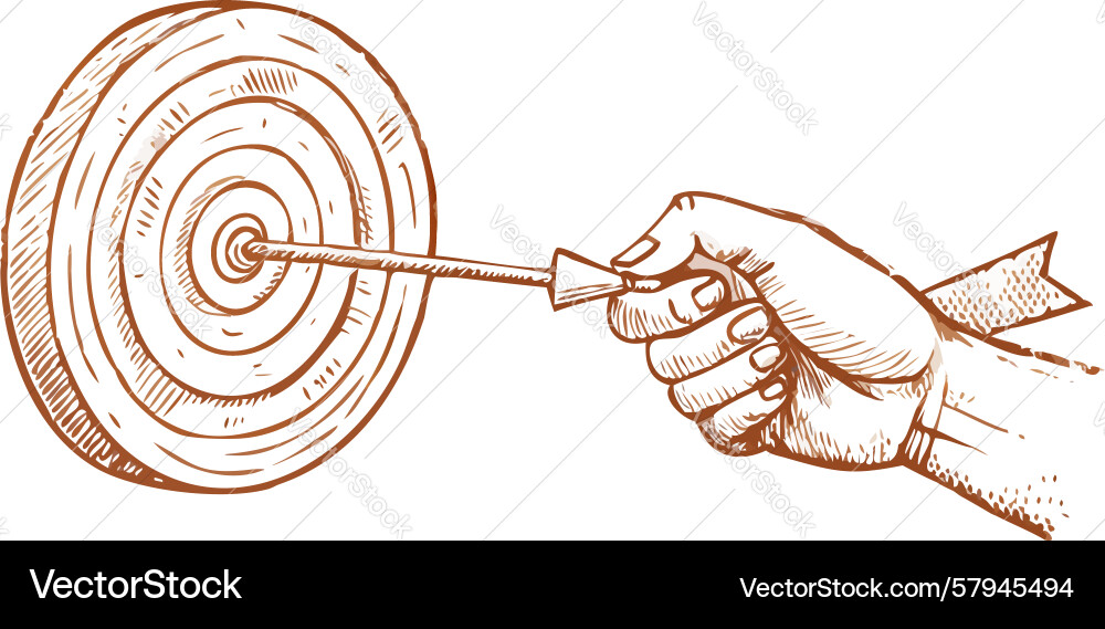 Man Throws Dart at Target Vector Image