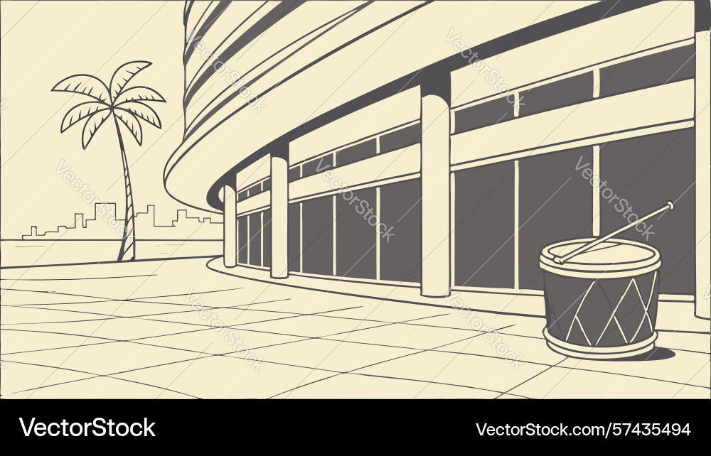 Modern architectural building with palm trees vector image