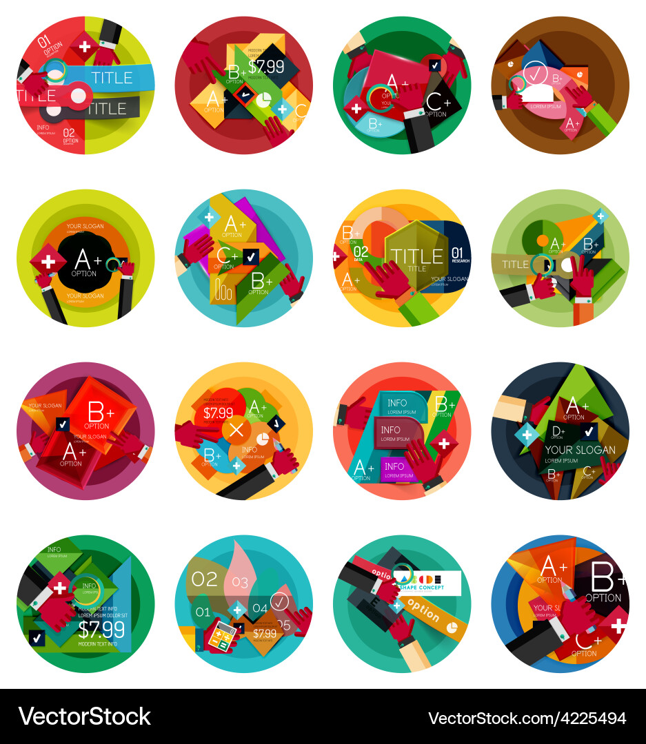 Set of option presentation labels flat design web Vector Image