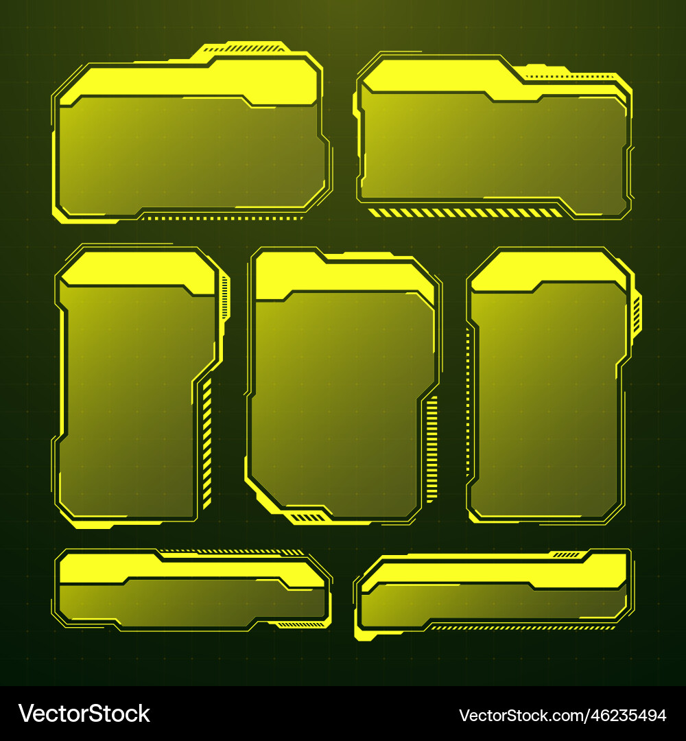 Yellow futuristic hud ui elements sci-fi user Vector Image