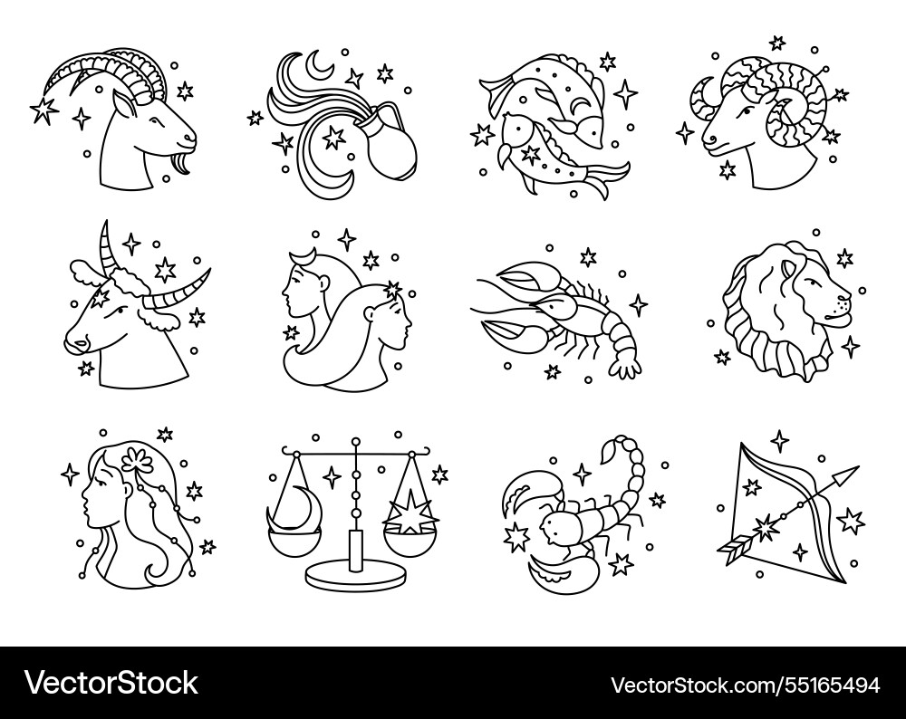 Zodiac Mystic Symbols - Astrology Vector Image