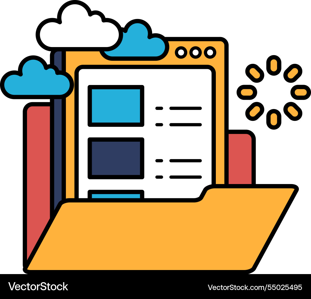 A folder with cloud on it the is open A folder with cloud on it the is open Vector Image