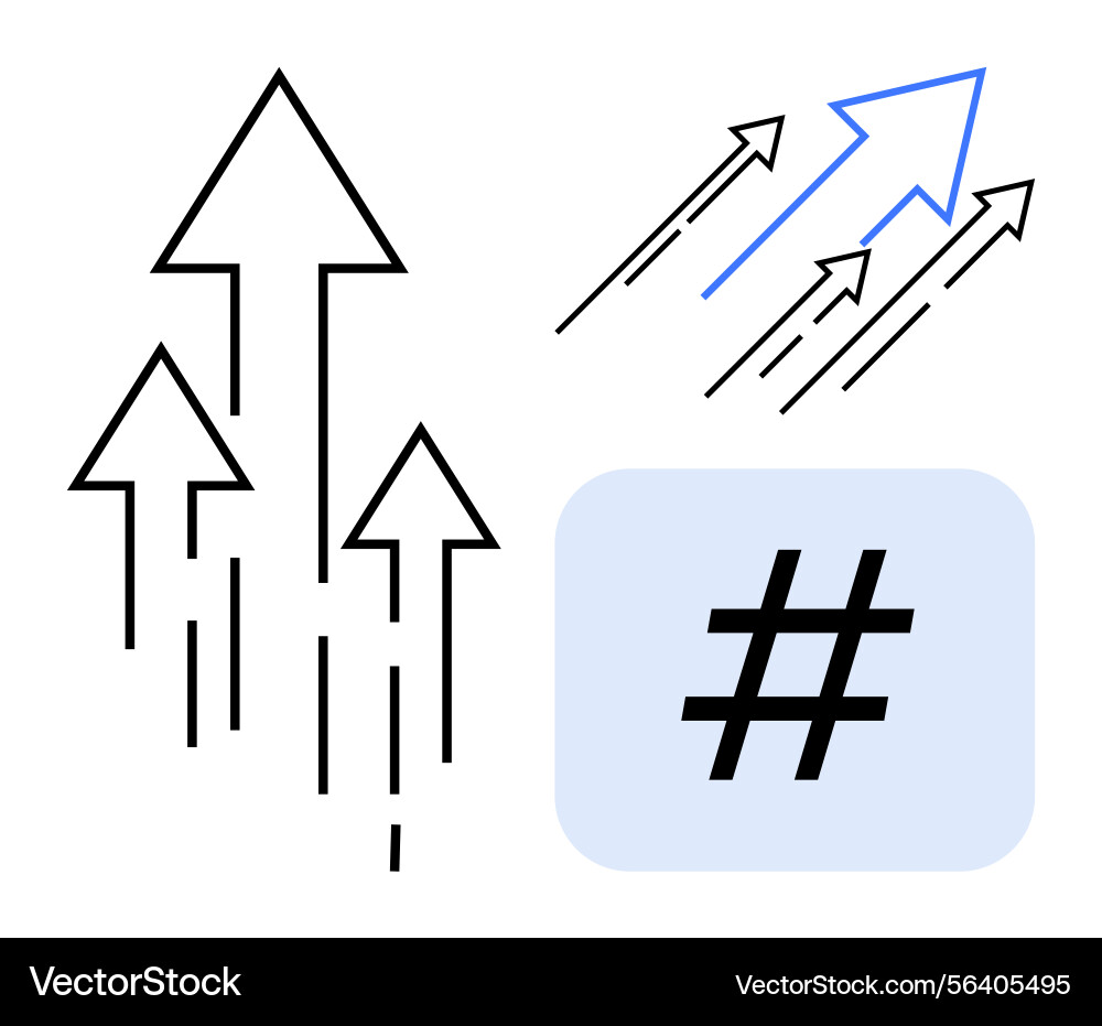 Arrows pointing upward with metadata tag symbol Arrows pointing upward with metadata tag symbol vector image