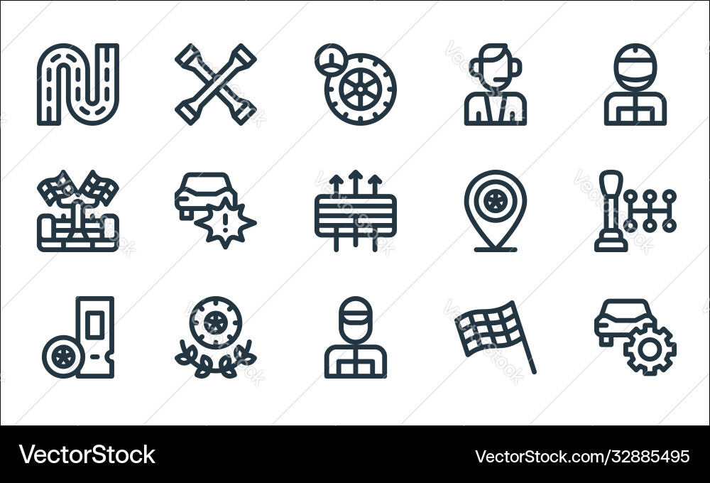 Auto racing line icons linear set quality Vector Image