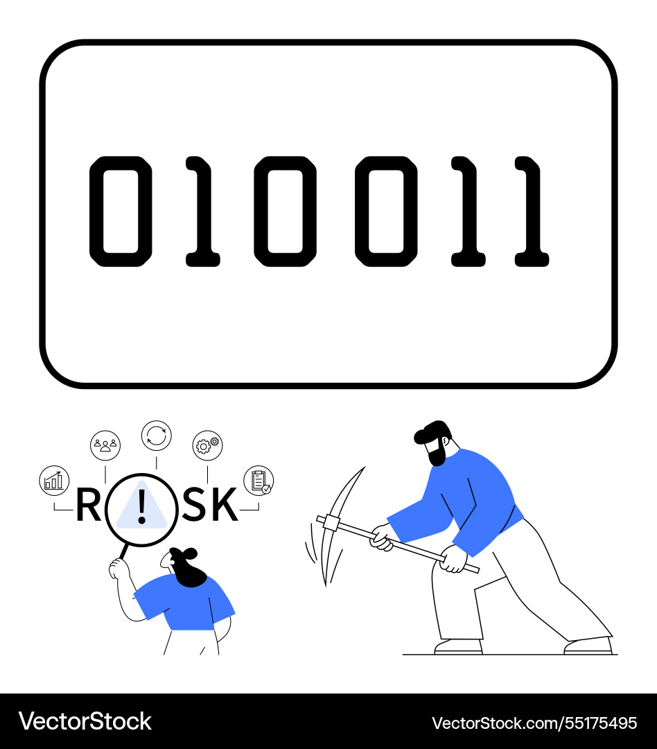 Binary code risk analysis and resource Vector Image