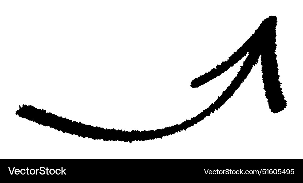 Brush-styled upward right arrow with curved line Brush-styled upward right arrow with curved line vector image