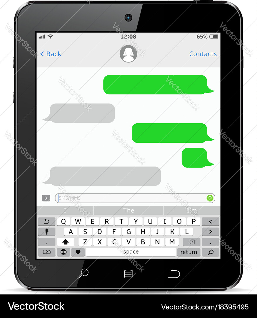Chat screen display on tablet design template vector image