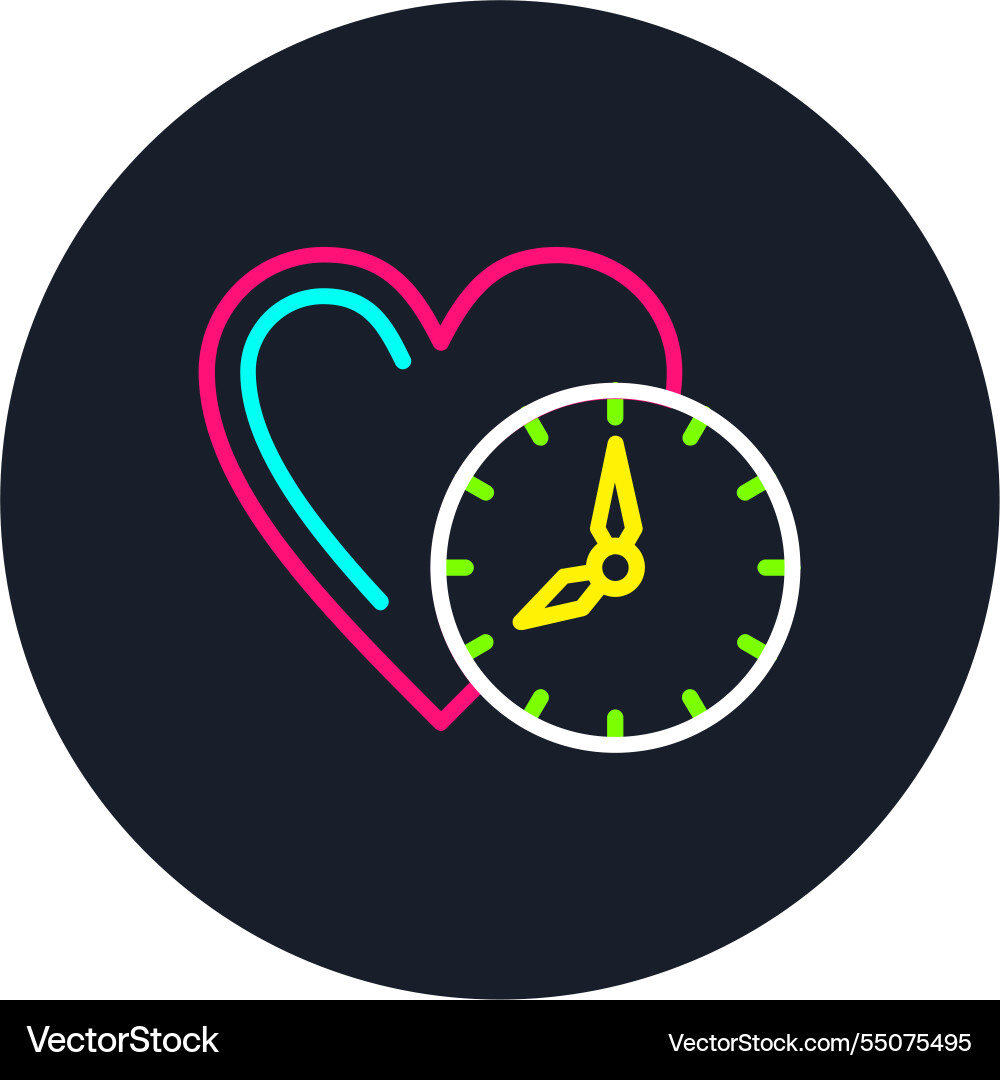 Clock time line multi color icon vector image