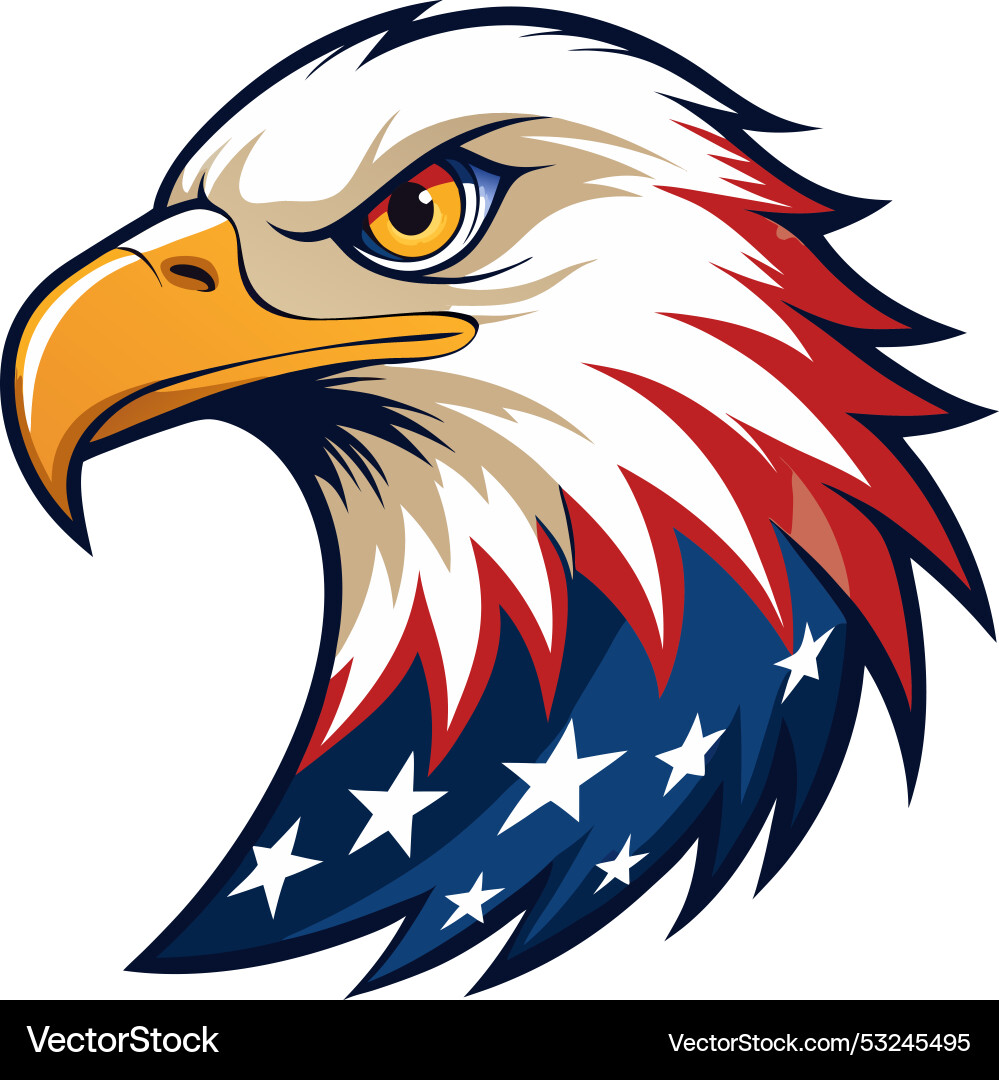 Eagle head with american flag pattern Royalty Free Vector