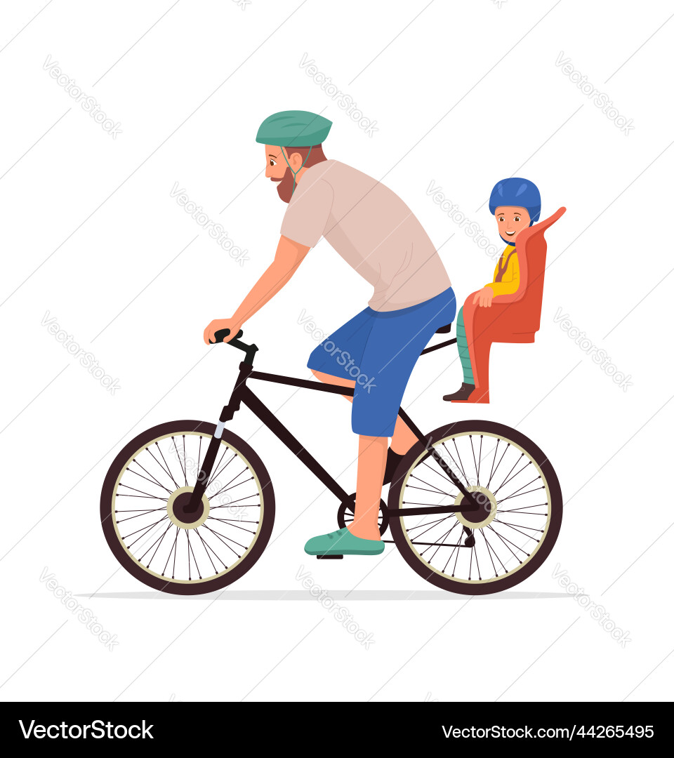 Familienrad Kind mit Vater zusammen Fahrt Familienrad Kind mit Vater zusammen Fahrt vektorbild
