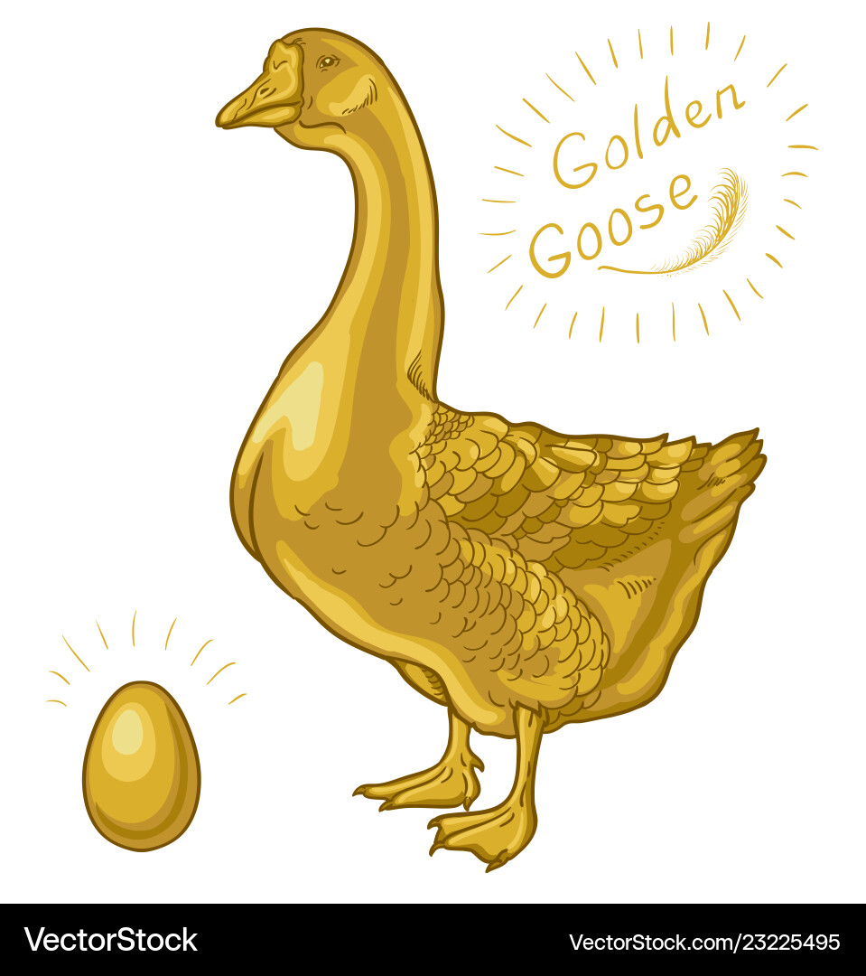 Golden goose on a white background Royalty Free Vector Image