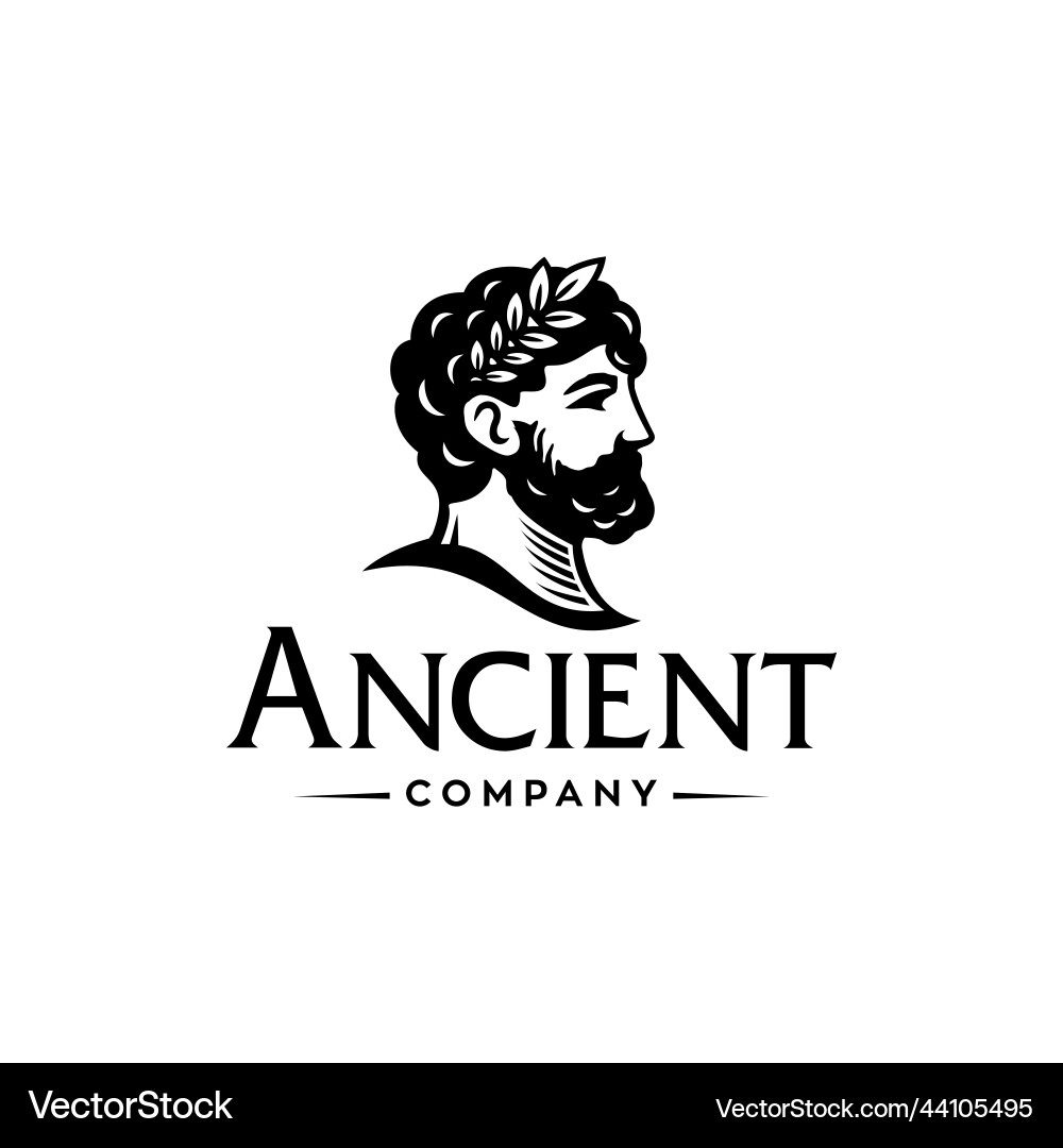Greek god head wearing laurel wreath with beard Greek god head wearing laurel wreath with beard vector image