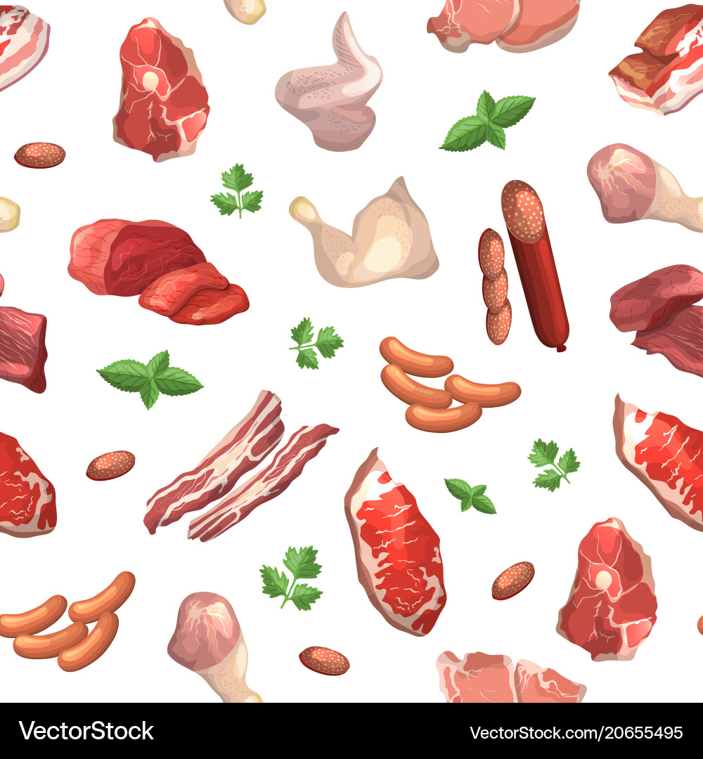 Meat Elements Pattern vector image