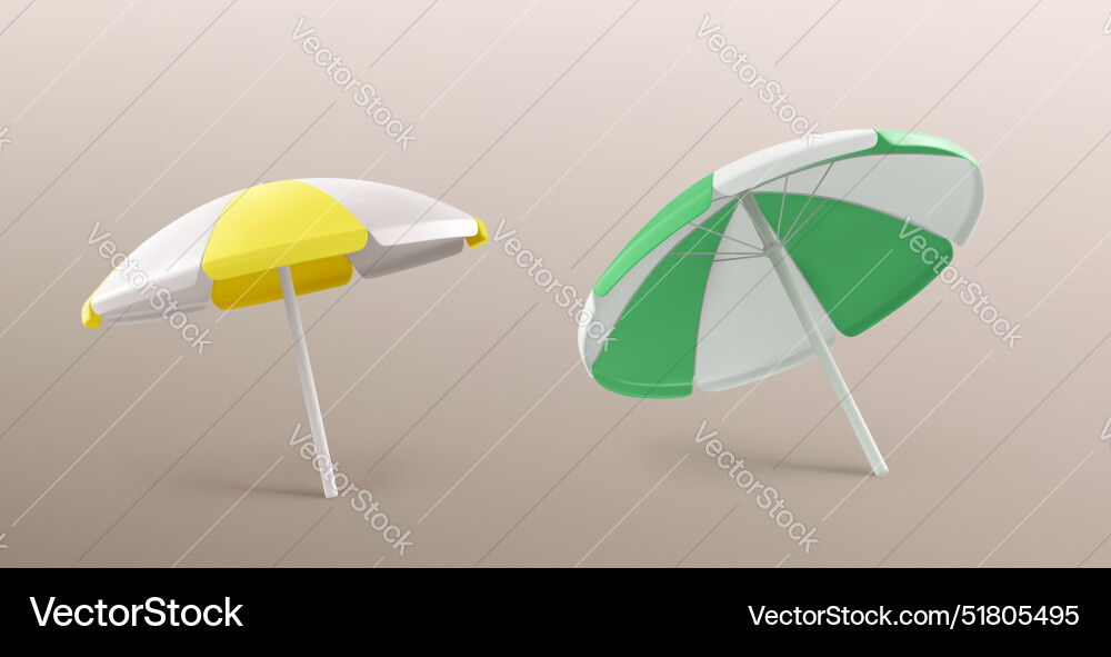 Offener gelber und grüner Strandschirm Offener gelber und grüner Strandschirm vektorbild