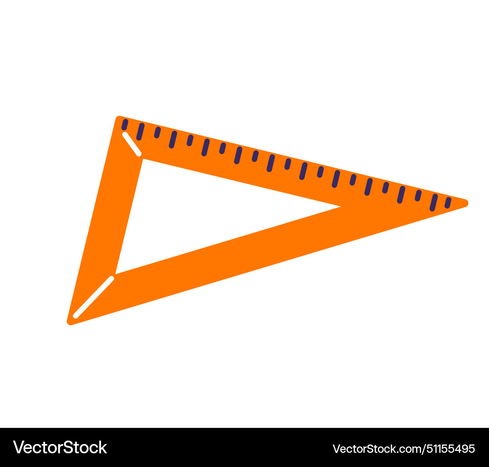 Orange triangle ruler plastic classic Vector Image