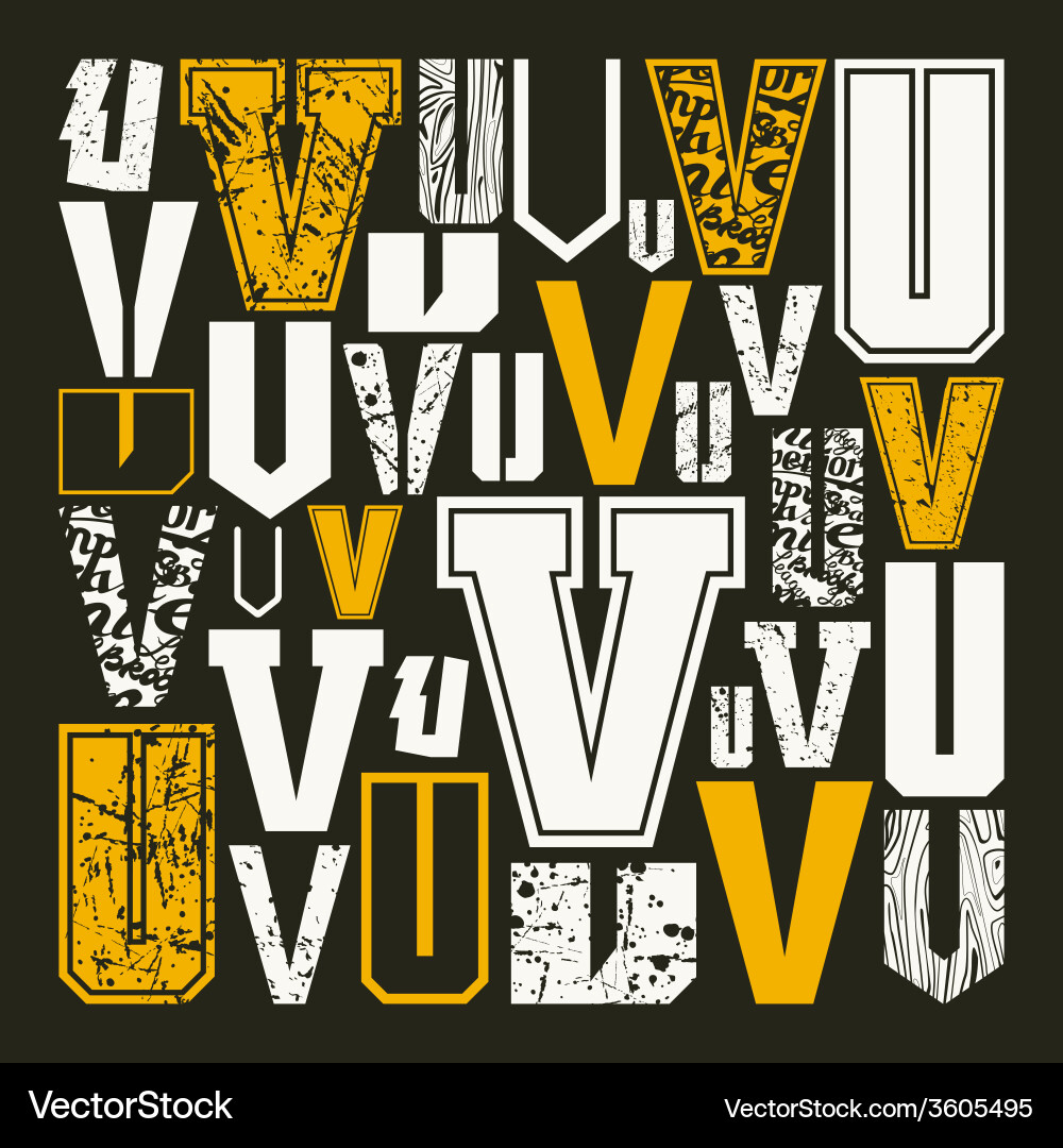 Set versions of letters v vector image