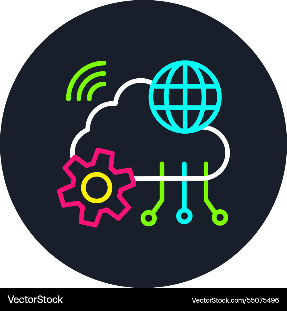 Cloud network line multi color icon Vector Image