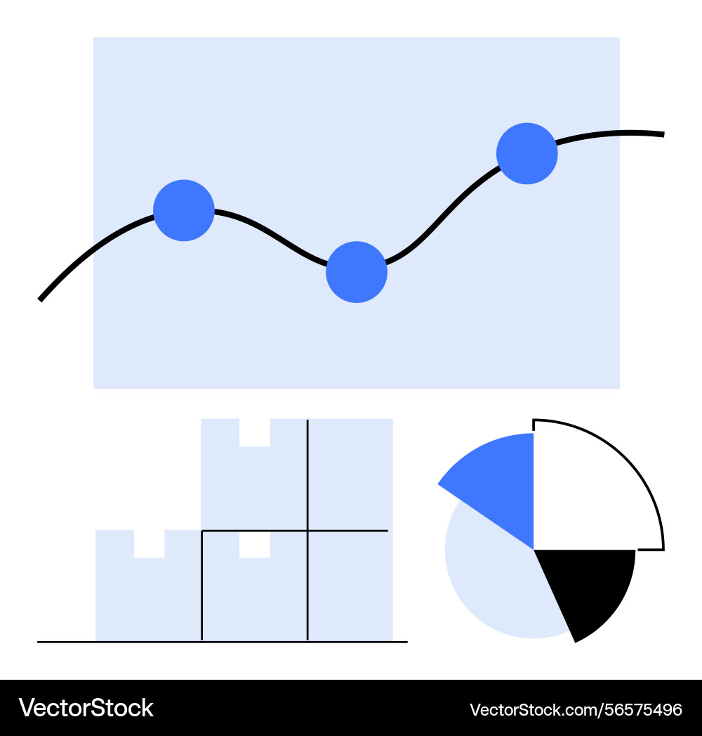 Data analysis with line graph bar chart and pie Data analysis with line graph bar chart and pie vector image