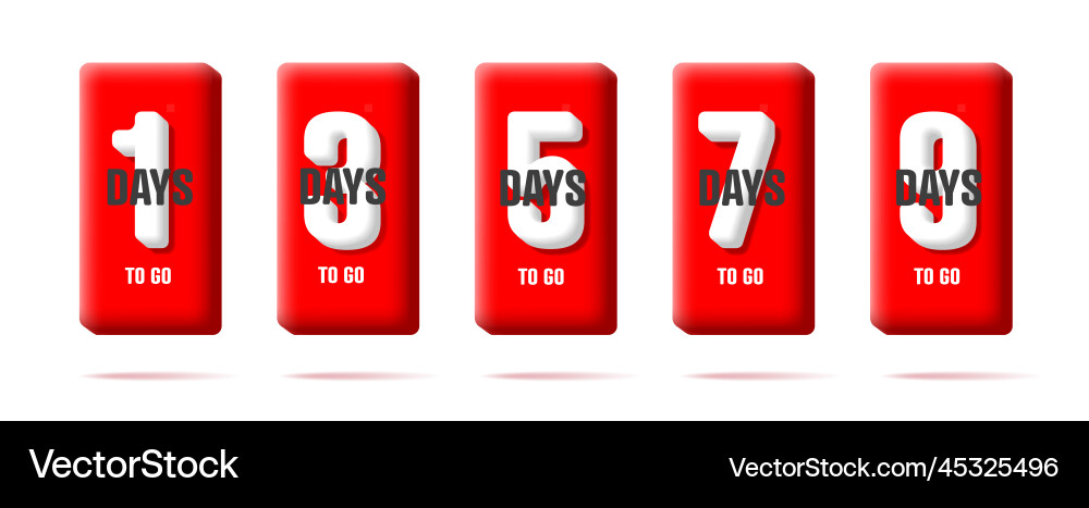 Deadline countdown in days to go volume letters Deadline countdown in days to go volume letters vector image