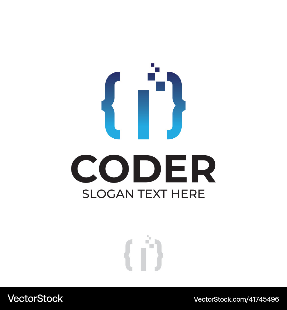 Digital code logo with letter i design coding Digital code logo with letter i design coding Vector Image