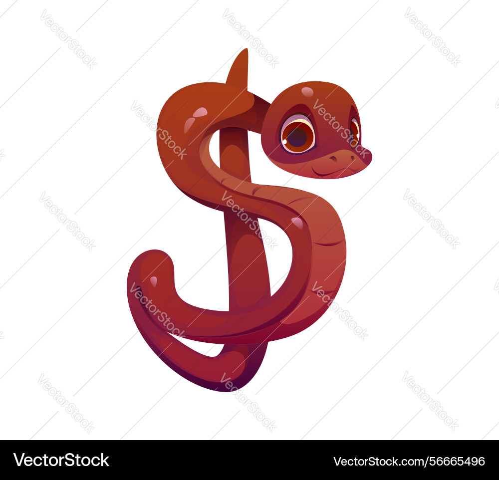 Dollar sign as cute snake kids animal alphabet Dollar sign as cute snake kids animal alphabet Vector Image