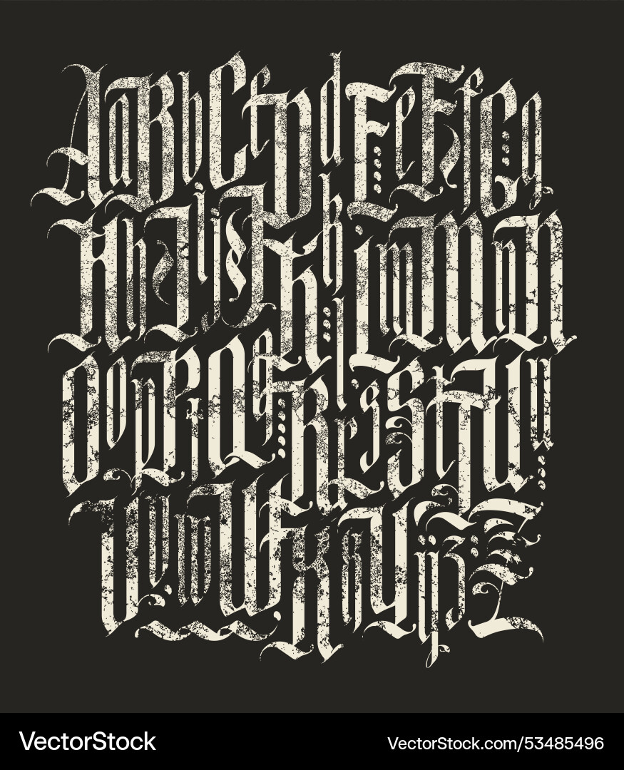 Gothic Alphabet Composition Vector Image