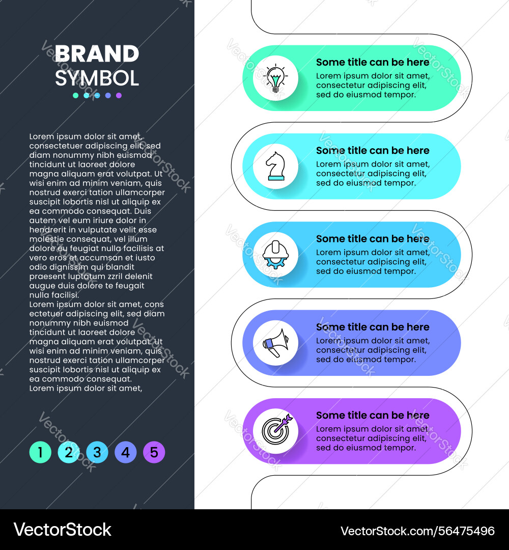 Infographic template vertical line with 5 steps Infographic template vertical line with 5 steps vector image