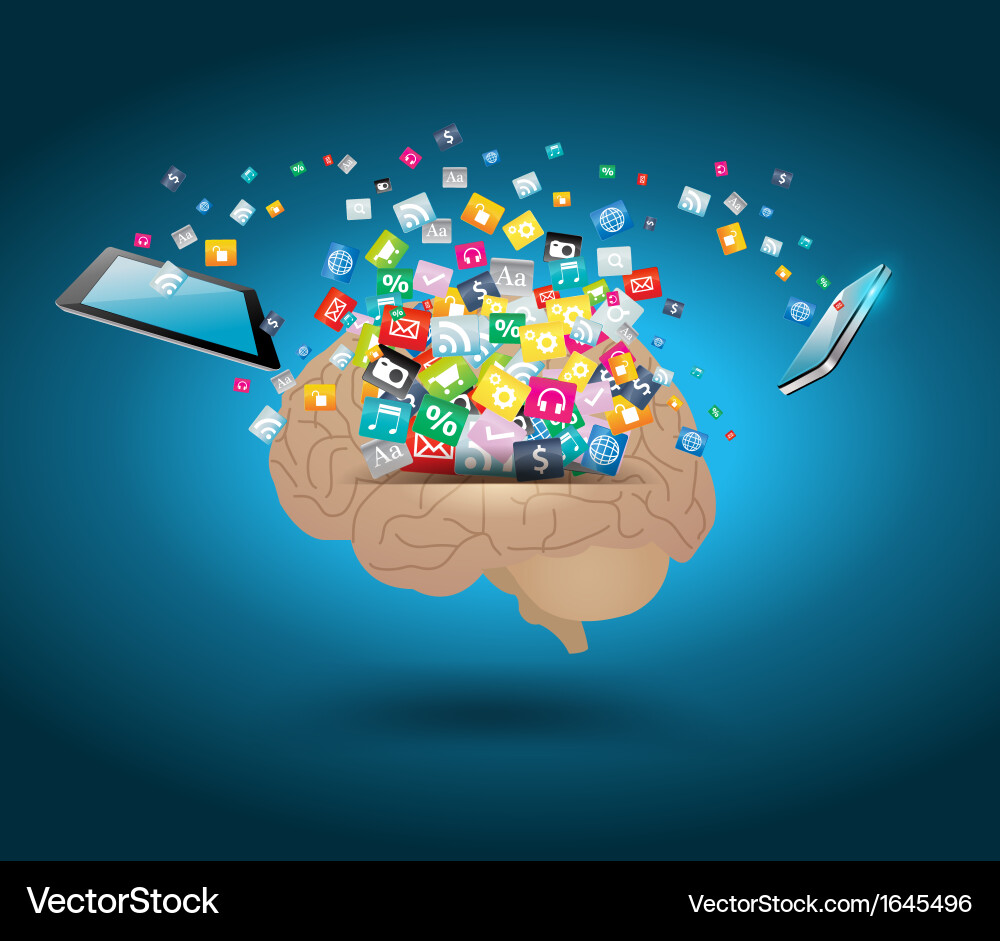 Modern App Icon with Brain Concept vector image