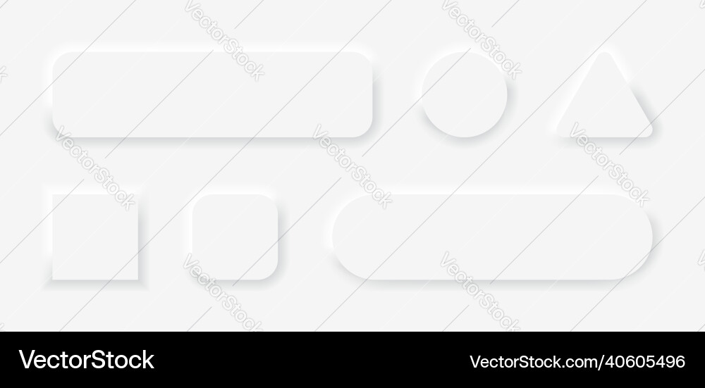 Neumorph button 3d circle square triangle Neumorph button 3d circle square triangle Vector Image