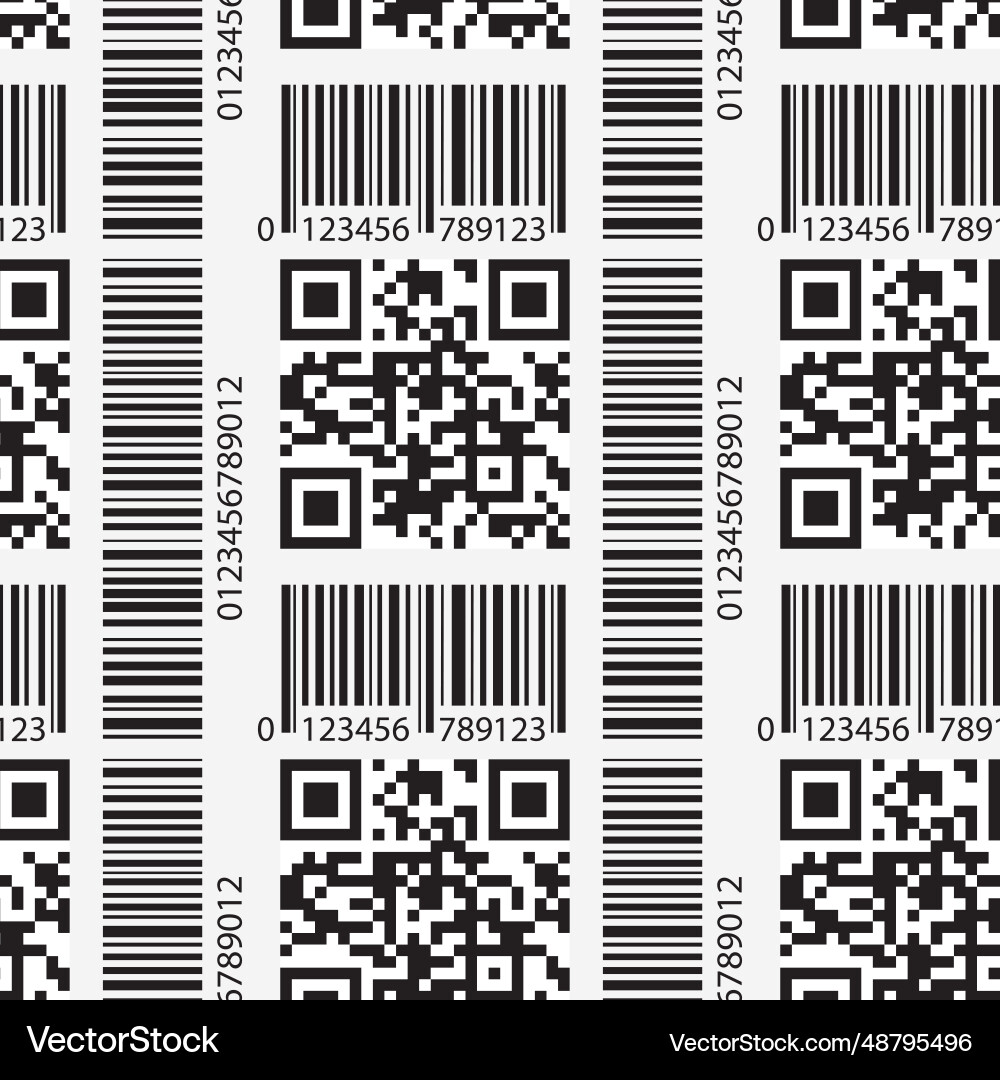 Seamless pattern with qr code and barcode signs Vector Image